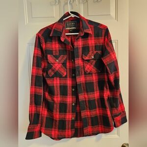 Jachs Men's Red and Black Plaid Shirt
